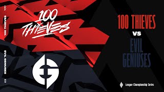 100 vs EG  Week 8 Day 2  LCS Spring Split  100 Thieves vs Evil Geniuses 2023 [upl. by Reagen]