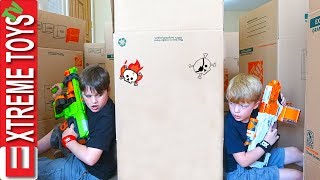 Ethan Vs Cole Nerf Battle Royale in a Box Maze Fort [upl. by Farhsa]