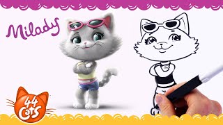 44 Cats  How to draw Milady EASY TUTORIAL [upl. by Mitman334]