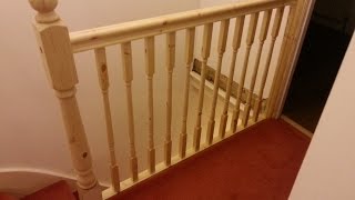 How to replace banister newel post handrail and spindles on a staircase [upl. by Arraic]