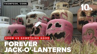 Man creates forever jackolanterns using recycled propane and helium tanks [upl. by Nipahc952]