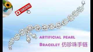 Use fishing line to DIY making bracelets jewelry necklace with artificial pearls Beaded Bracelets [upl. by Sibyls]