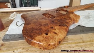 Tutorial  Guitar Finishing Oil on Burled Elm Custom Guitar [upl. by Robbyn]