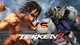 Eren Yeager vs Mikazuki Augus  Attack Titan vs Barbatos Gundam  Tekken 8 [upl. by Sherburn]