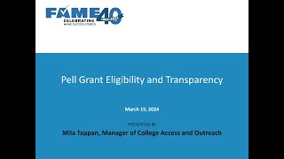 Financial Aid 101 2024  Session G Pell Grant Eligibility and Transparency [upl. by Heppman133]