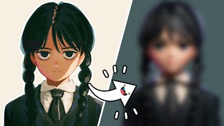 2D to 3D Sculpting Wednesday Addams as an Anime Character 🖤 From Start to Finish 🖤 [upl. by Nalek795]