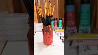 Jar painting  DIY PAINT BRUSH HOIDER art youtubeshorts diy [upl. by Esiom]