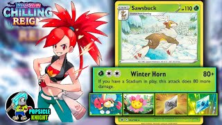 Sawsbuck amp Ledian beats VMAXes Deck Profile amp PTCGO Gameplay Pokemon CHILLING REIGN [upl. by Frear]