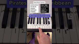 Pirates of the Caribbean Piano Easy Tutorial With Letter Notes shorts piano [upl. by Ecyar905]