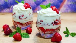 Простой вкусный десерт из клубники сливок и ванилина [upl. by Moitoso753]