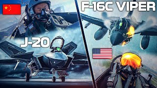 Chinese J20 Mighty Dragon Vs F16 Viper  Digital Combat Simulator  DCS [upl. by Hameean]