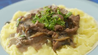 Бефстроганов из говядины  Goshtli befstrogonov  Beef Stroganoff Recipe [upl. by Siddon]