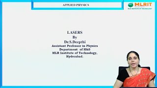 LEC02 Applied Physics  Lasers Continued by Dr S Deepthi [upl. by Jari]