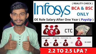 Infosys OE Role Inhand Salary After 1 Year  Dedctions amp Future Increments  Only For BCA amp BSC [upl. by Eidnil854]