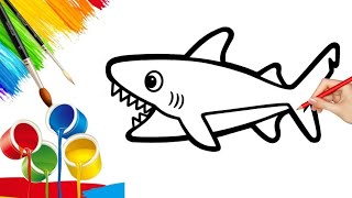 How to Draw a Shark  Easy Drawing Step By Step for kids [upl. by Ettevy]