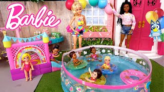 Barbie amp Ken Doll Family Getting Ready for Birthday Pool Party [upl. by Elia733]