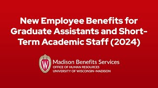 New Employee Benefits Seminar for Graduate Assistants and ShortTerm Academic Staff 2024 [upl. by Goldshlag745]