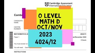 O Level Mathematics  D Paper 1 402412 OctNov 2023 [upl. by Monteria]