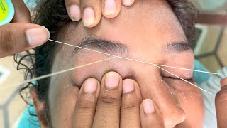 Teenager 1st time eyebrow threading eyebrowthreadingtutorial [upl. by Trin]