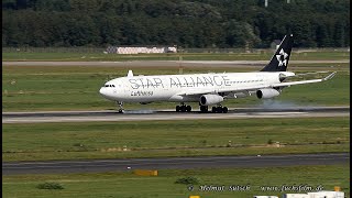 Heavy Planes at Düsseldorf Airport Airbus A340 Boeing 777 and 757 – Crosswind  Planespotting [upl. by Atteniuq]