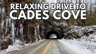 Relaxing 4K Snowy Drive To Cades Cove In The Great Smoky Mountains National Park [upl. by Finnegan]