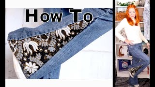 DIY  HOW TO MAKE FLARED JEANS QUICK AND EASY [upl. by Joete]