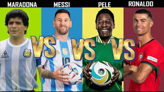 Comparison Diego Maradona Versus Lionel Messi Versus Pele Versus Cristiano Ronaldo [upl. by Reivazx]