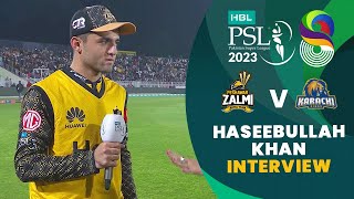 Haseebullah Khan Interview  Peshawar Zalmi vs Karachi Kings  Match 17  HBL PSL 8  MI2T [upl. by Shandee]