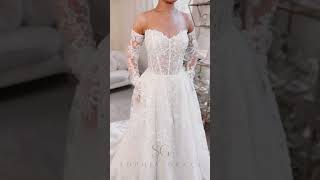 Calla Blanche Madina  Lace ALine Wedding Dress with Detachable Sleeves [upl. by Nylle]