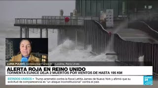 Informe desde Londres sur de Inglaterra registró vientos récord de hasta 195 km por hora [upl. by Nnahtebazile]