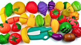 Cutting Plastic Fruit and Vegetables Banana Eggplant Kiwi  Plastic vs Squishy ASMR [upl. by Fons389]