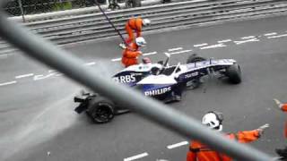 Barrichello Crash  Monaco Grand Prix Formula 1 2010 [upl. by Naihtniroc]