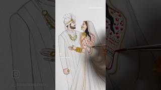 White Lehenga ✨🤍 artshorts drawing art watercolor fashion artvideo [upl. by Kotto]