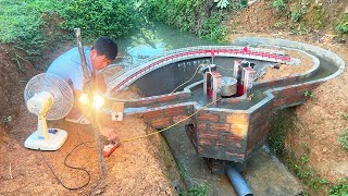 Building a 220V mini curved hydroelectric dam with unique turbines [upl. by Fernandes104]