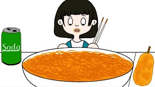 Mukbang Cheesy Carbo Fire Noodles  Mukbang Animation ASMR  MUKMUK [upl. by Oicaro]