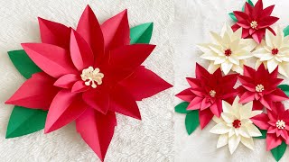 DIY Poinsettia Flower  Paper Poinsettia  Paper Flower Christmas Decoration Ideas [upl. by Kylie]