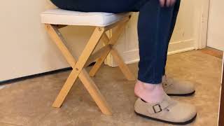 viewcare Vanity Chair Foot Rest Stool with Wood X Legs Square Linen Makeup Stool Review [upl. by Maleen654]