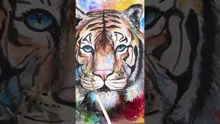 How to draw the TIGER in description 👆easytiger art watercolor [upl. by Nedak]