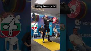 220 kg Power Jerk😱🔥🏋️‍♂️viral sports weightlifter weightlifting shoulderpress shorts power [upl. by Eltotsira213]