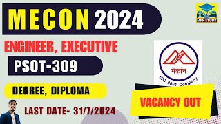 Mecon Ltd Recruitment 2024Engineering vacancy 2024mrk study [upl. by Charron74]