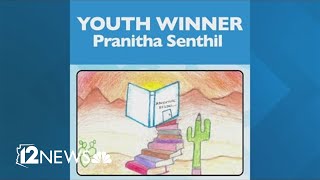 Peoria students win Peoria library card design contest [upl. by Asetal]