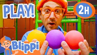 Blippi Learn Shapes and Colours at the Funtastic Playtorium  2 HOURS OF BLIPPI TOYS [upl. by Llevart]