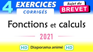 Brevet Maths exercices Fonctions et calculs 2021 [upl. by Bekki]