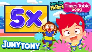 5 Times Table Song  Multiply by 5  School Songs  Multiplication Songs for Kids  JunyTony [upl. by Belle529]