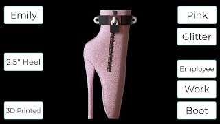 Emily Ballet Boots in Pink Glitter Employee Work Boot  3D Printed Shoes on Turntable – REUP [upl. by Ylaek]