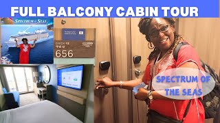 SPECTRUM OF THE SEAS  CABIN 656 l FULL BALCONY CABIN TOUR l Royal Caribbean Cruises [upl. by Amhsirak]