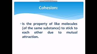 Adhesion and cohesion [upl. by Ddet]