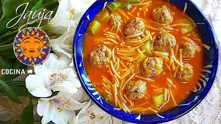 Sopa de Fideo con Albondiguitas Calientita y Llenadora [upl. by Rea517]