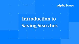 Introduction to Saving Searches [upl. by Hadleigh]