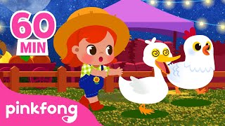 Cinco Animalitos Bailando Sin Parar y más🐓  Animales de la Granja  Pinkfong Canciones Infantiles [upl. by Annaeg689]